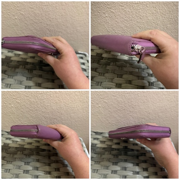 Coach Purple Leather Zip Around Wallet Wristlet - Picture 6 of 15